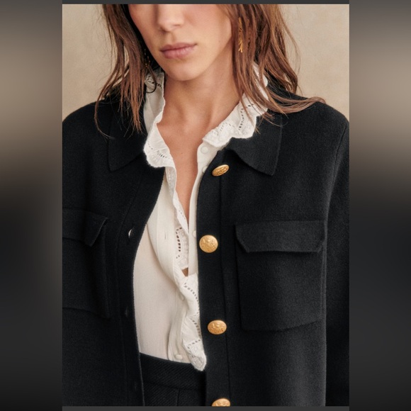 Sezane Betty Cardigan - Black/Gold - Size Small - Picture 4 of 6
